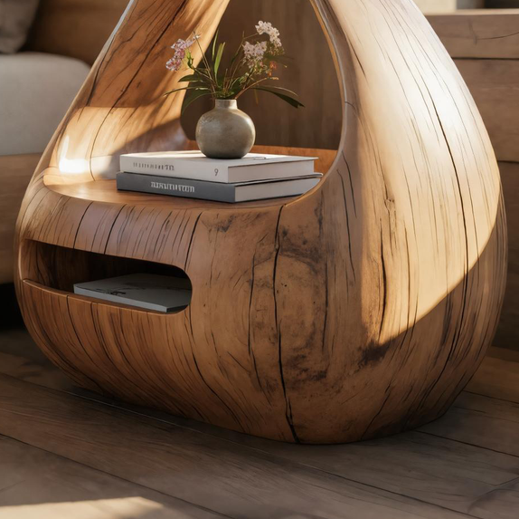Artistic Teardrop Nightstand With Organic Design For Modern Bedroom - view 4