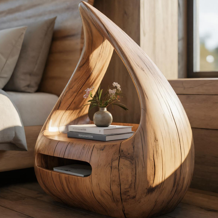 Artistic Teardrop Nightstand With Organic Design For Modern Bedroom - view 2