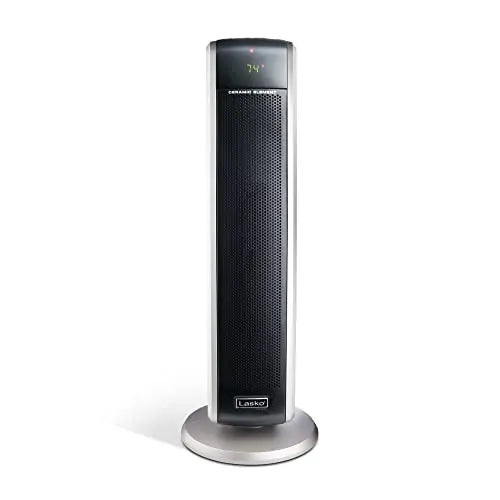 Lasko Ceramic Tower Heater With Oscillation, 29.5 in, Black - 5586