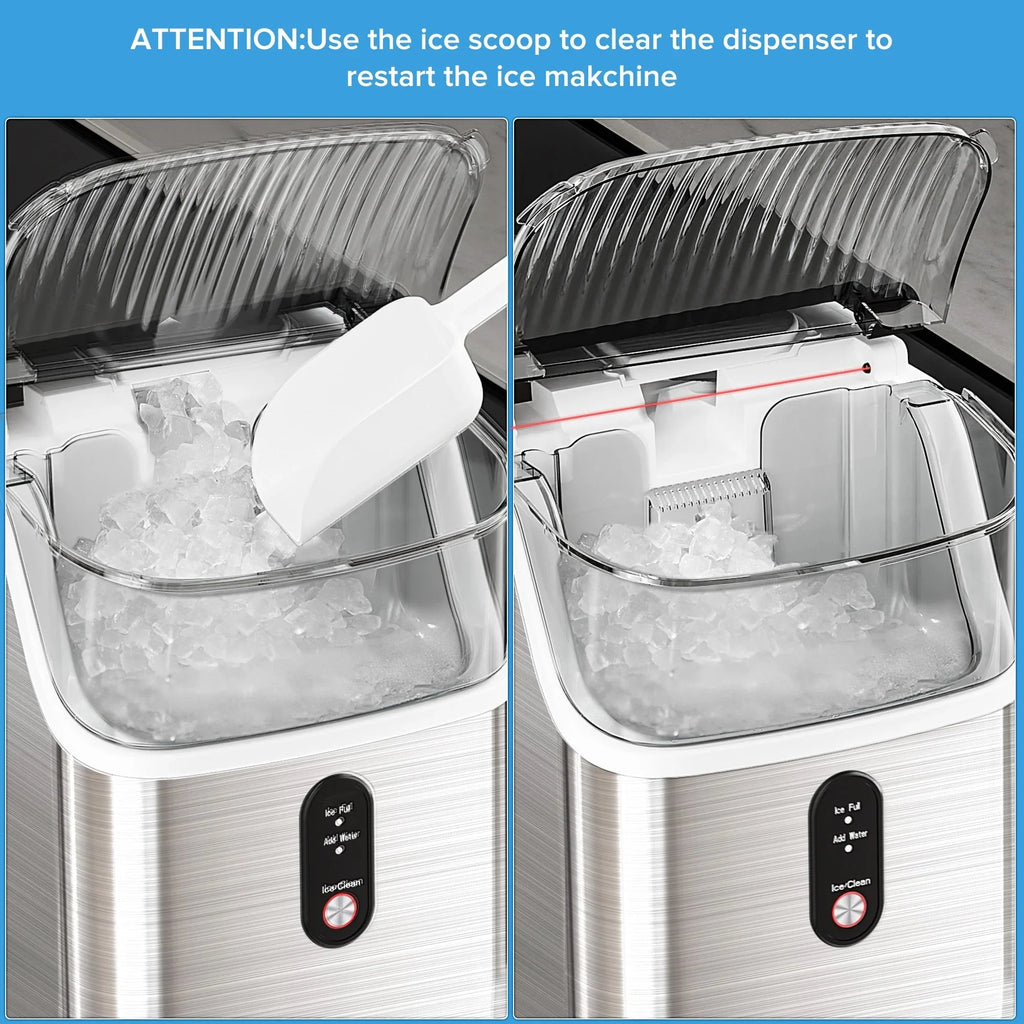 Auseo Countertop Nugget Ice Maker, 35lbs/24H, Self-Cleaning, Black