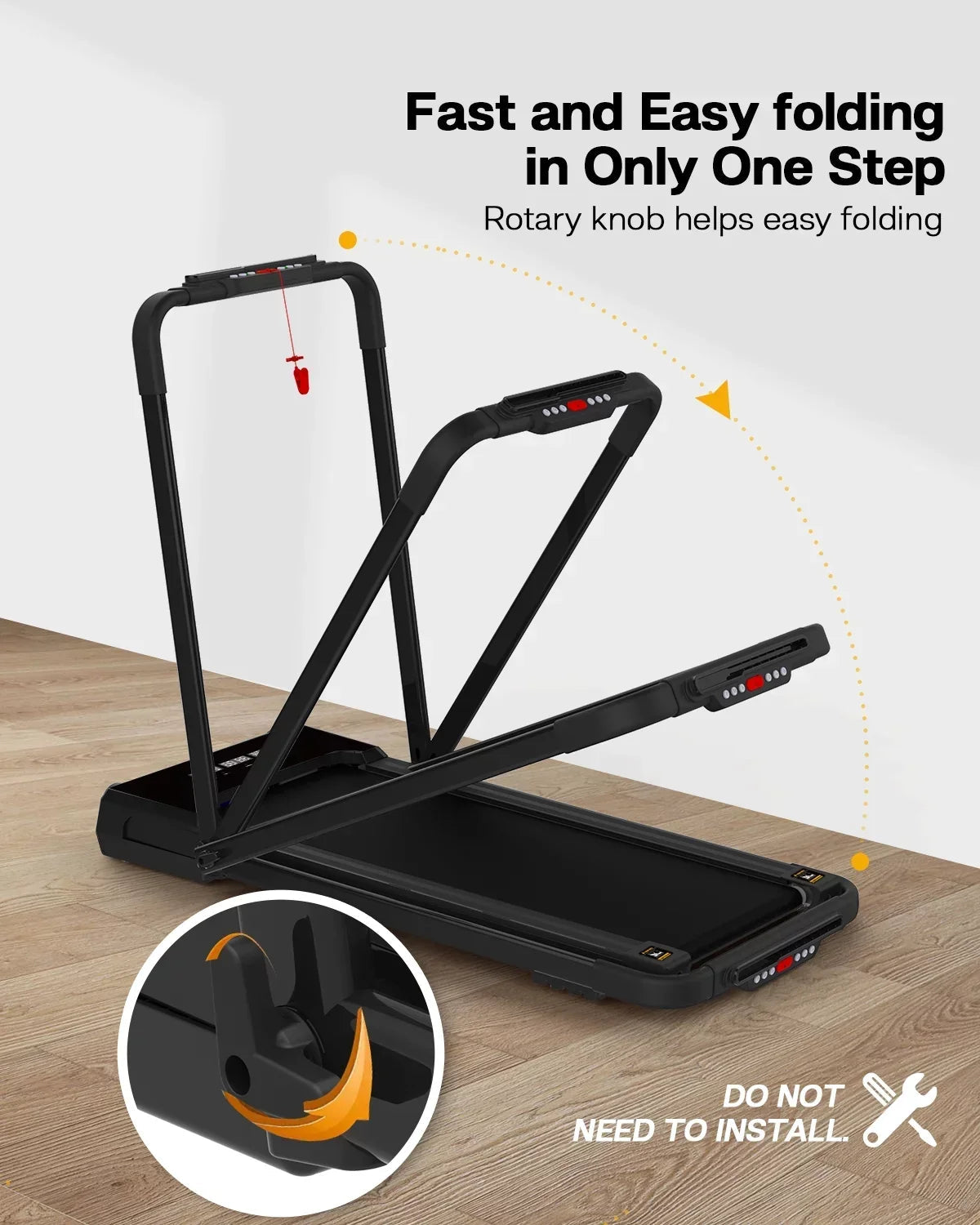 FYC 3.5HP 2-in-1 Foldable Under Desk Treadmill, 300 LBS Capacity, 15.8 x 41.3 in Belt - Black