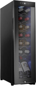 Ivation 14-Bottle Freestanding Wine Cooler With Lock, Black