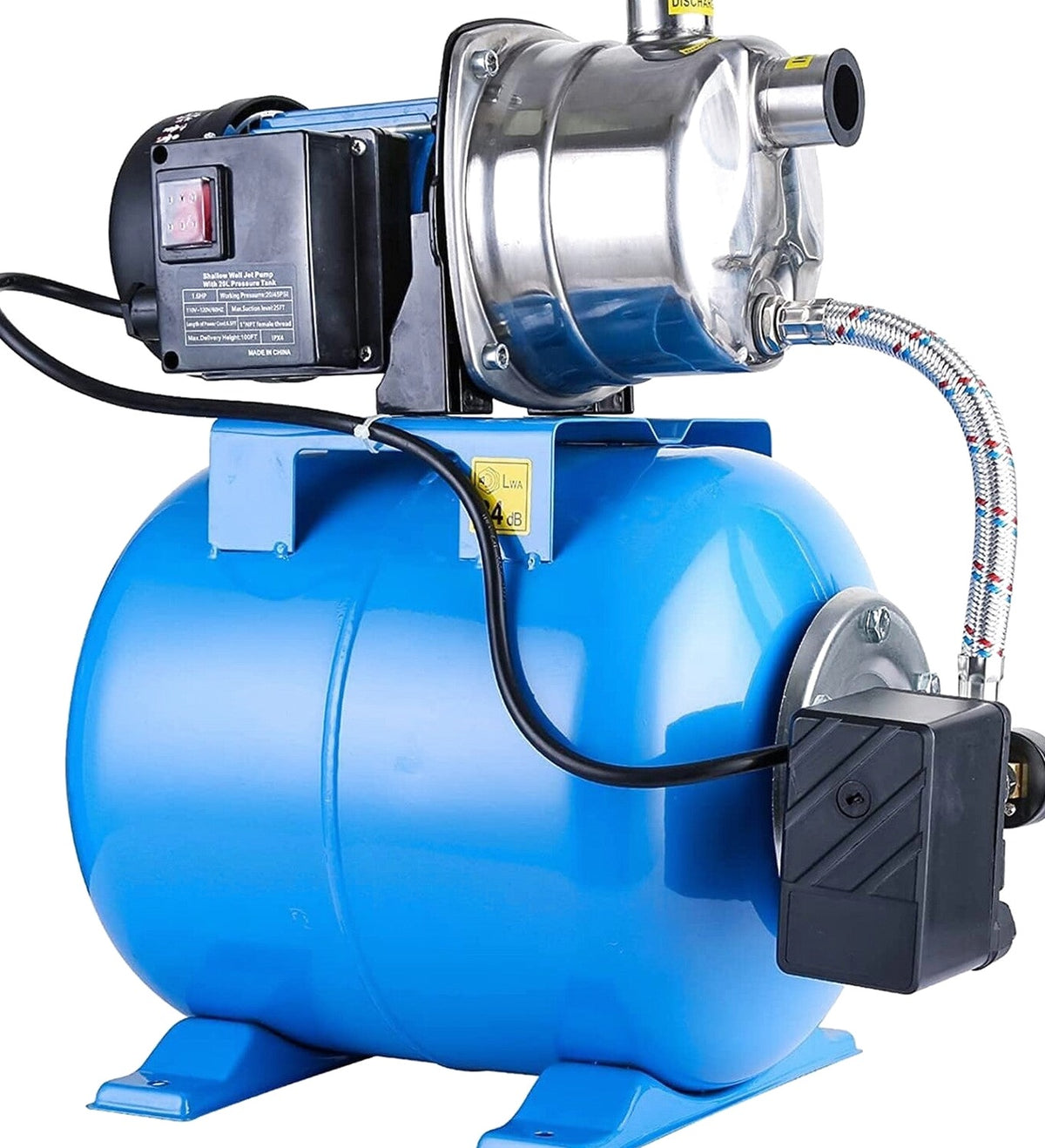 PANRANO 1.6 HP Shallow Well Jet Pump With Pressure Tank, 1268 GPH