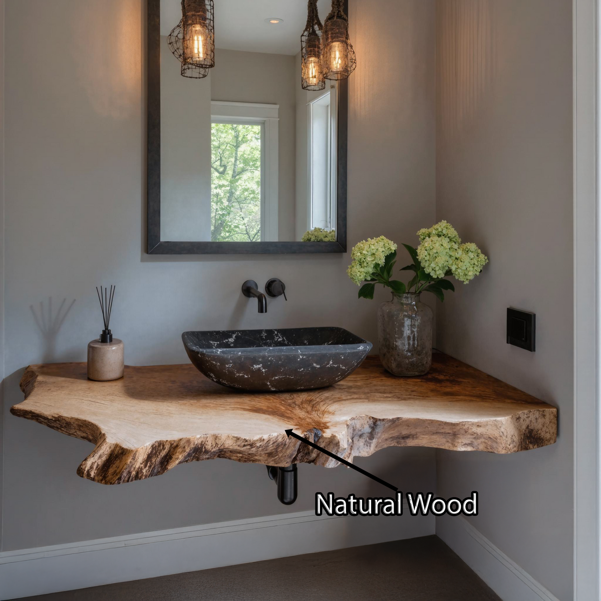 Elegant Farmhouse Bathroom Floating Shelf With Natural Wood - view 5