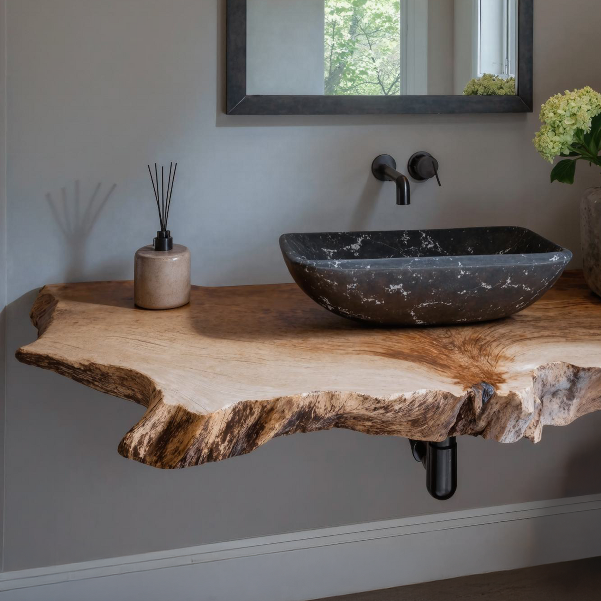 Elegant Farmhouse Bathroom Floating Shelf With Natural Wood