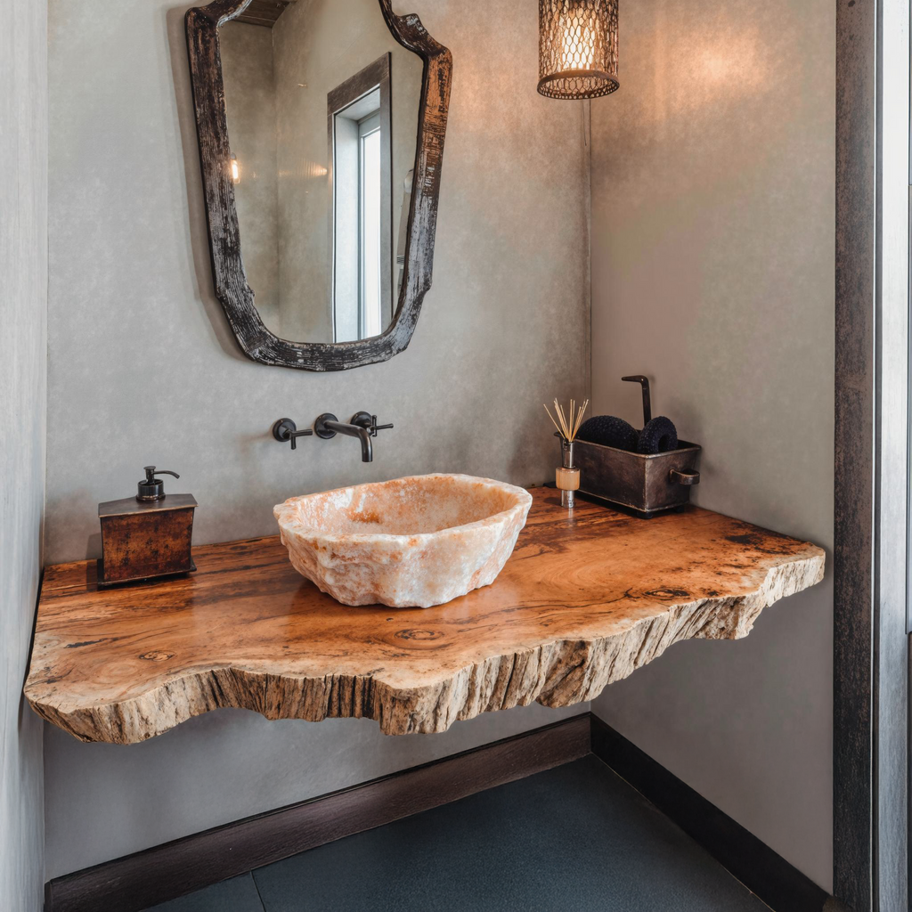 Compact Rustic Bathroom Floating Shelf With Stylish Design - view 3