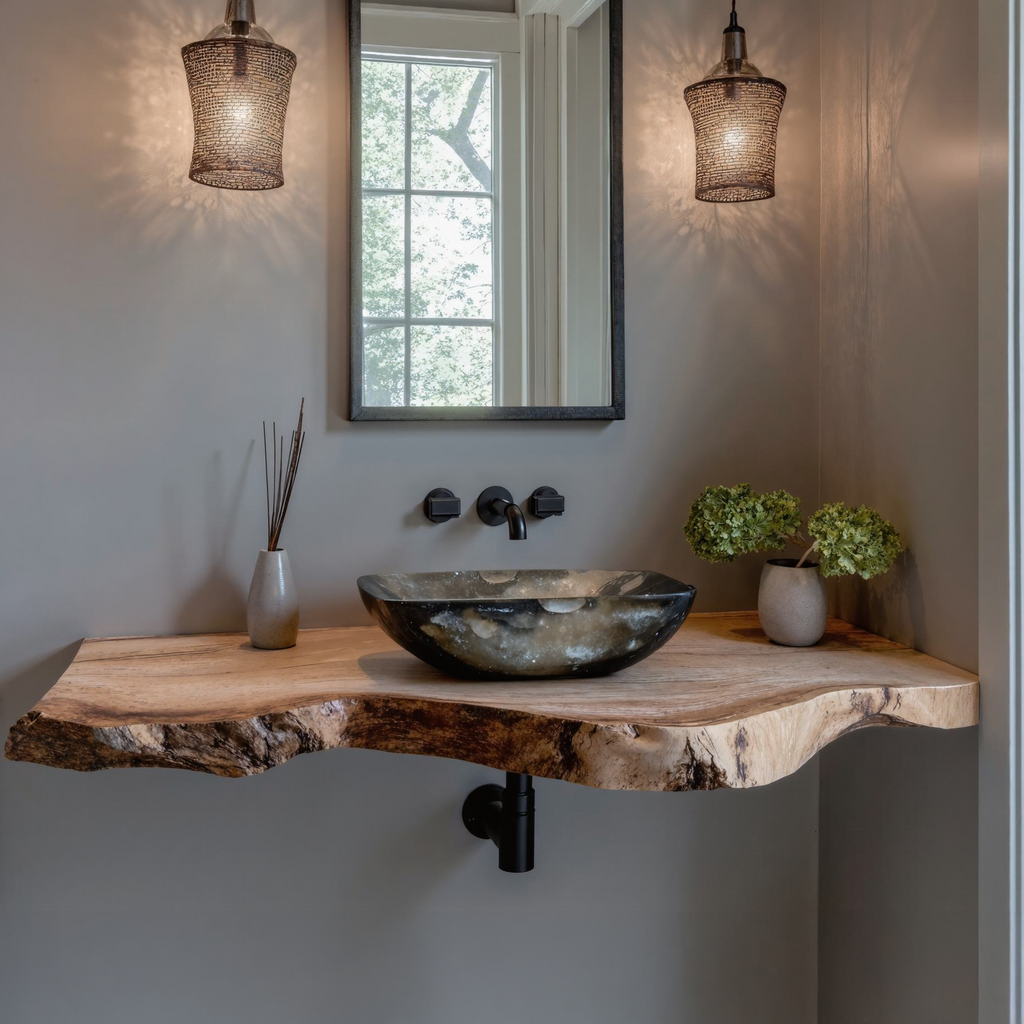 Custom Rustic Floating Bathroom Vanity Shelf With Rustic Charm - view 3