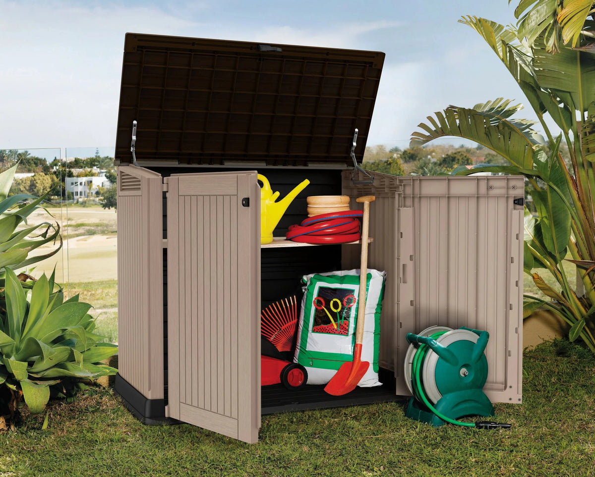 Keter S.I.O. Midi 4.3' x 2.3' x 3.7' Horizontal Resin Outdoor Storage Shed, Grey