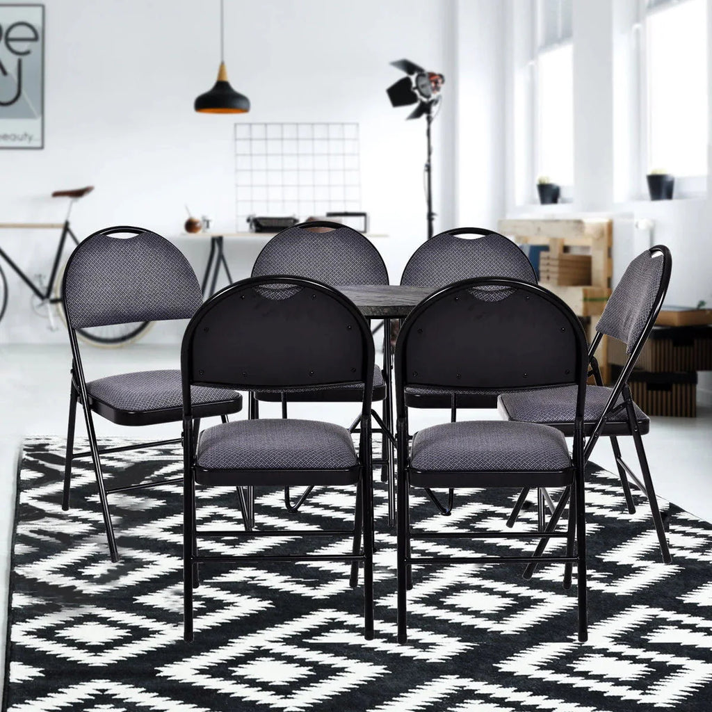 Costway Folding Chairs With Fabric Upholstered Padded Seats And Metal Frame - Set Of 6