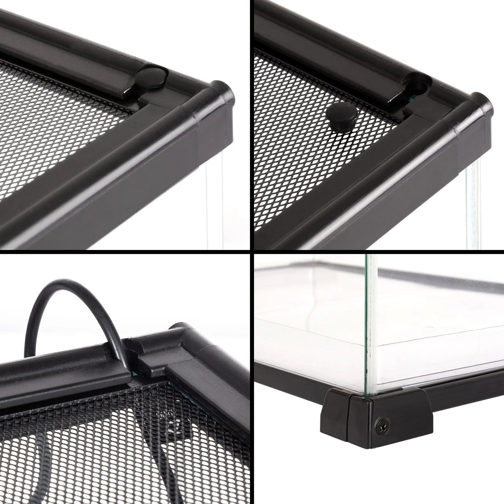 REPTIZOO Knock-Down Mini Glass Reptile Habitat, 20in x 12in x 10in, 10 Gallon