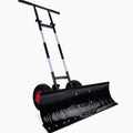 Best Choice Products 36in Galvanized Steel Blade Hand Snow Pusher With 2 Wheels, Adjustable Handle, Black