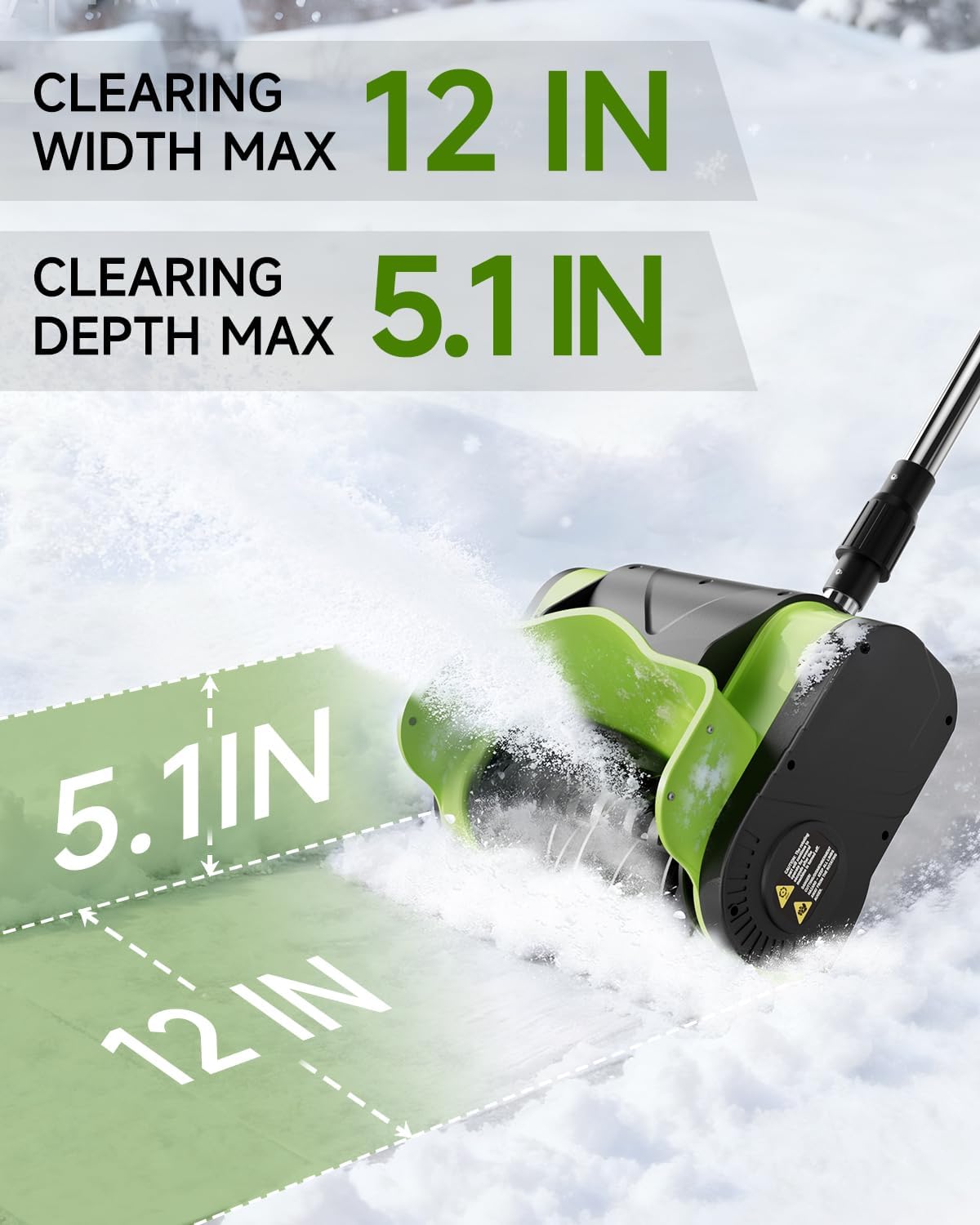 Cordless Electric Snow Shovel 20V 12-Inch 4-Ah With Battery And Quick Charger