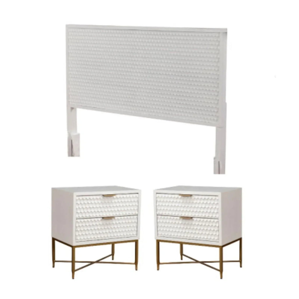 Home Square 3 Piece Furniture Set With 2-Drawer Nightstand And Full Wood Headboard