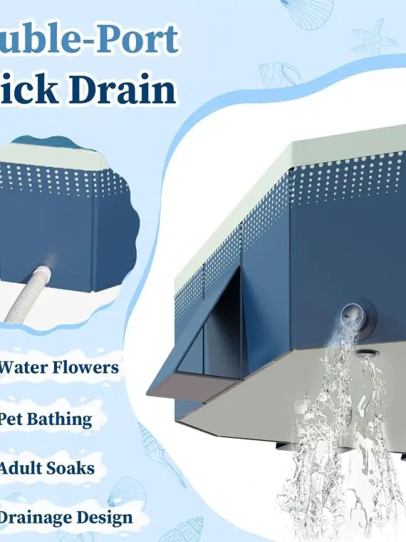 Foldable Hard Plastic Outdoor Swimming Pool For Kids & Adults - 158in x 76in x 20in