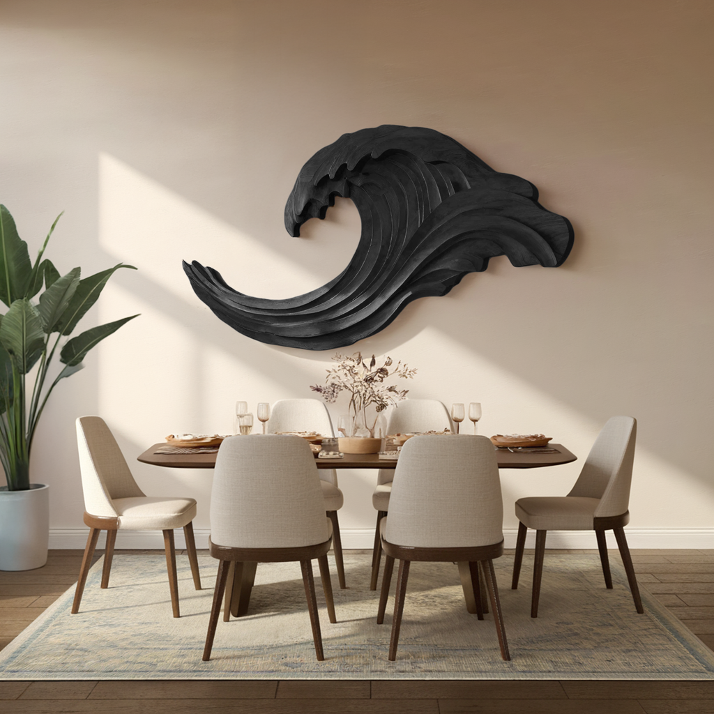 Abstract Ocean Wave Wall Sculpture For Living Room - view 4