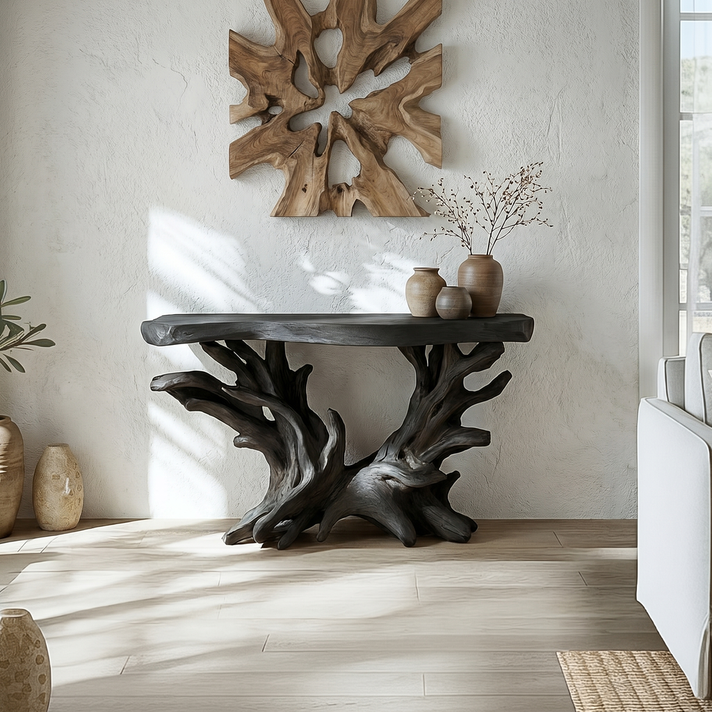 Coastal Rustic Organic Console Table Living Room And Bedroom