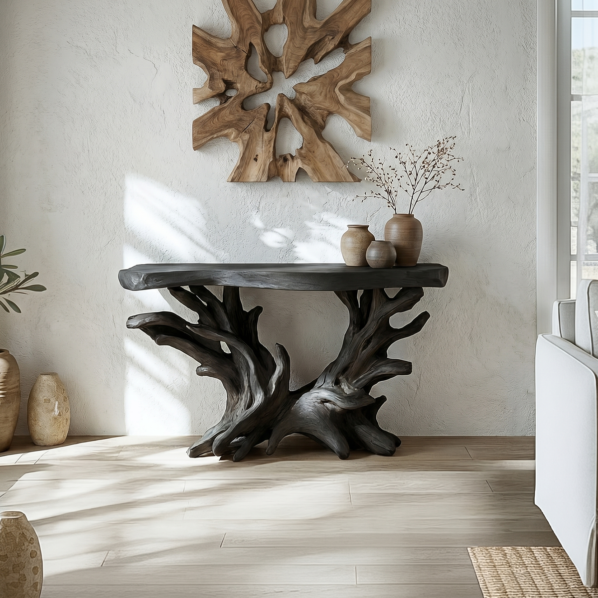 Coastal Rustic Organic Console Table Living Room And Bedroom