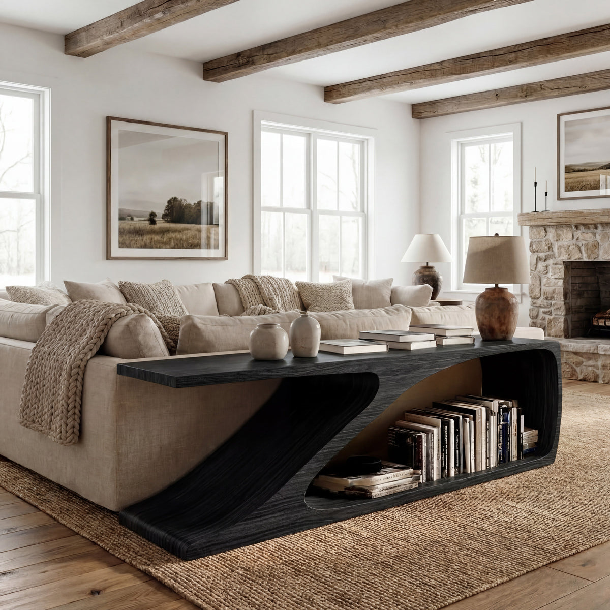 Contemporary Wooden Console Table For Living Room Decor