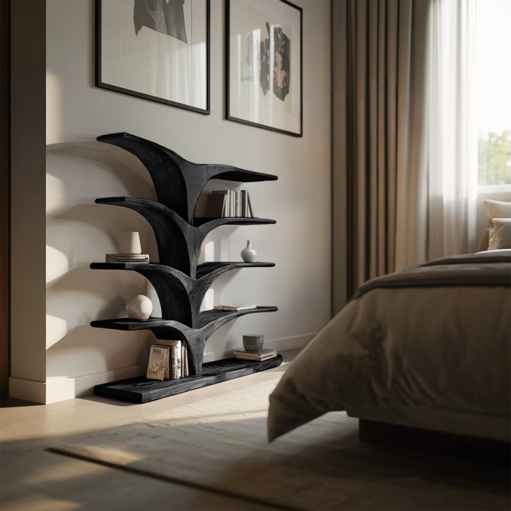 Contemporary Curved Bookshelf For Modern Interior - view 4