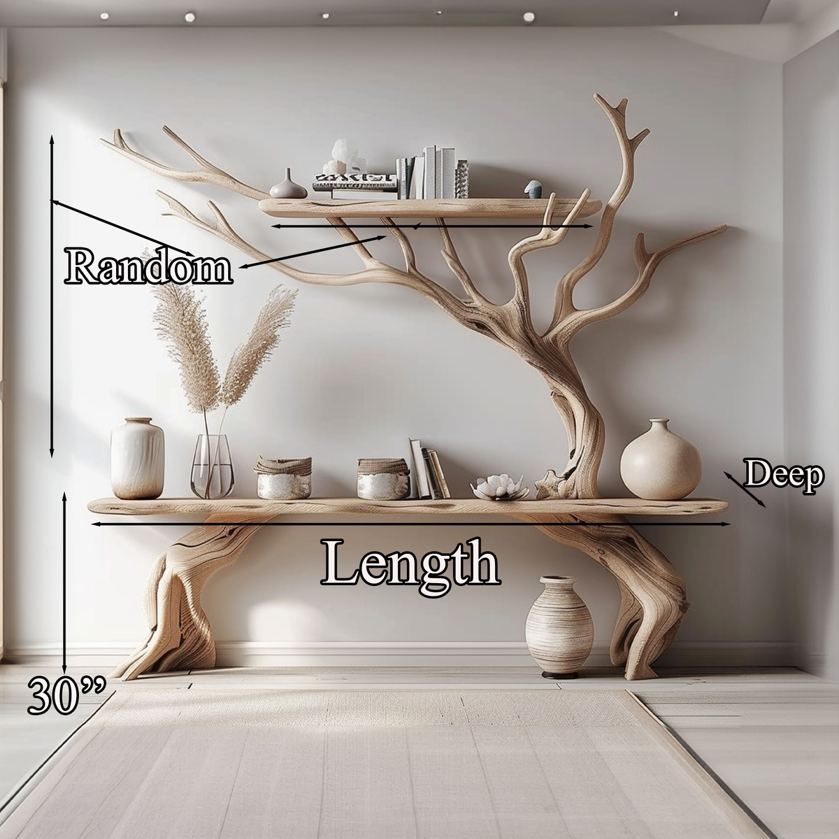 Driftwood Narrow Console Table With Tree Branch - view 5