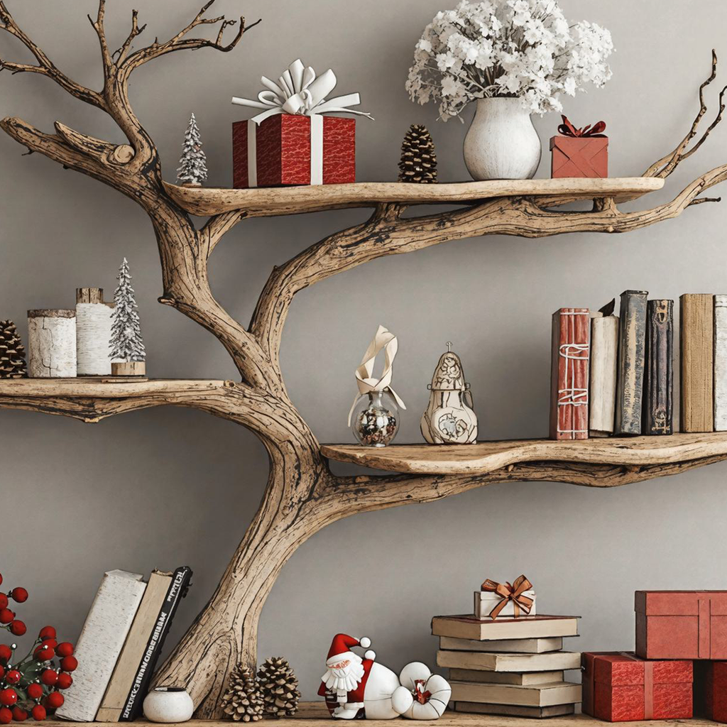 Custom Console Table With Driftwood Bookcase Tree Bookshelf - view 4
