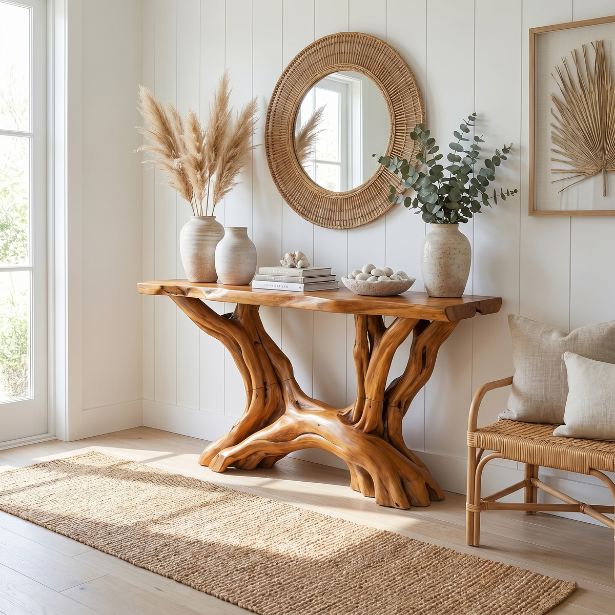 Coastal Rustic Organic Console Table Living Room And Entryway - view 5