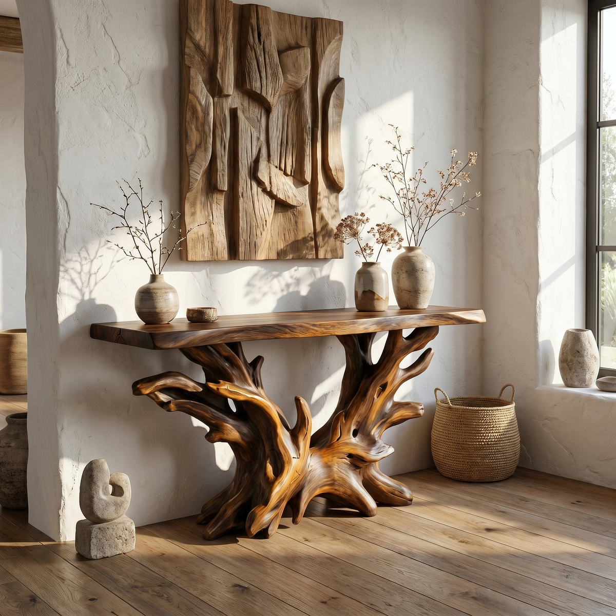 Coastal Rustic Organic Console Table Living Room And Bedroom - view 5