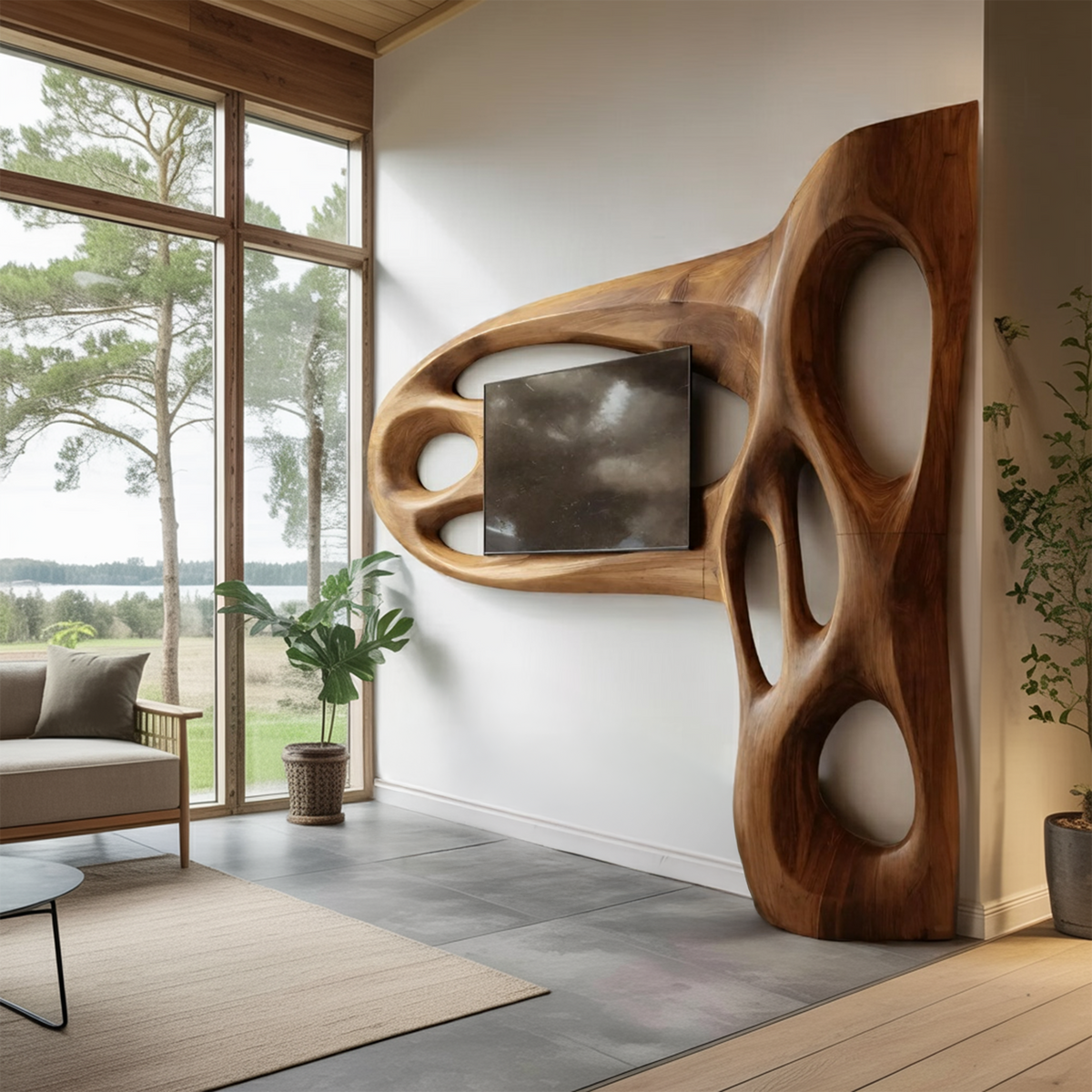 Contemporary Sculptural TV Frame For Living Room Decor - view 6
