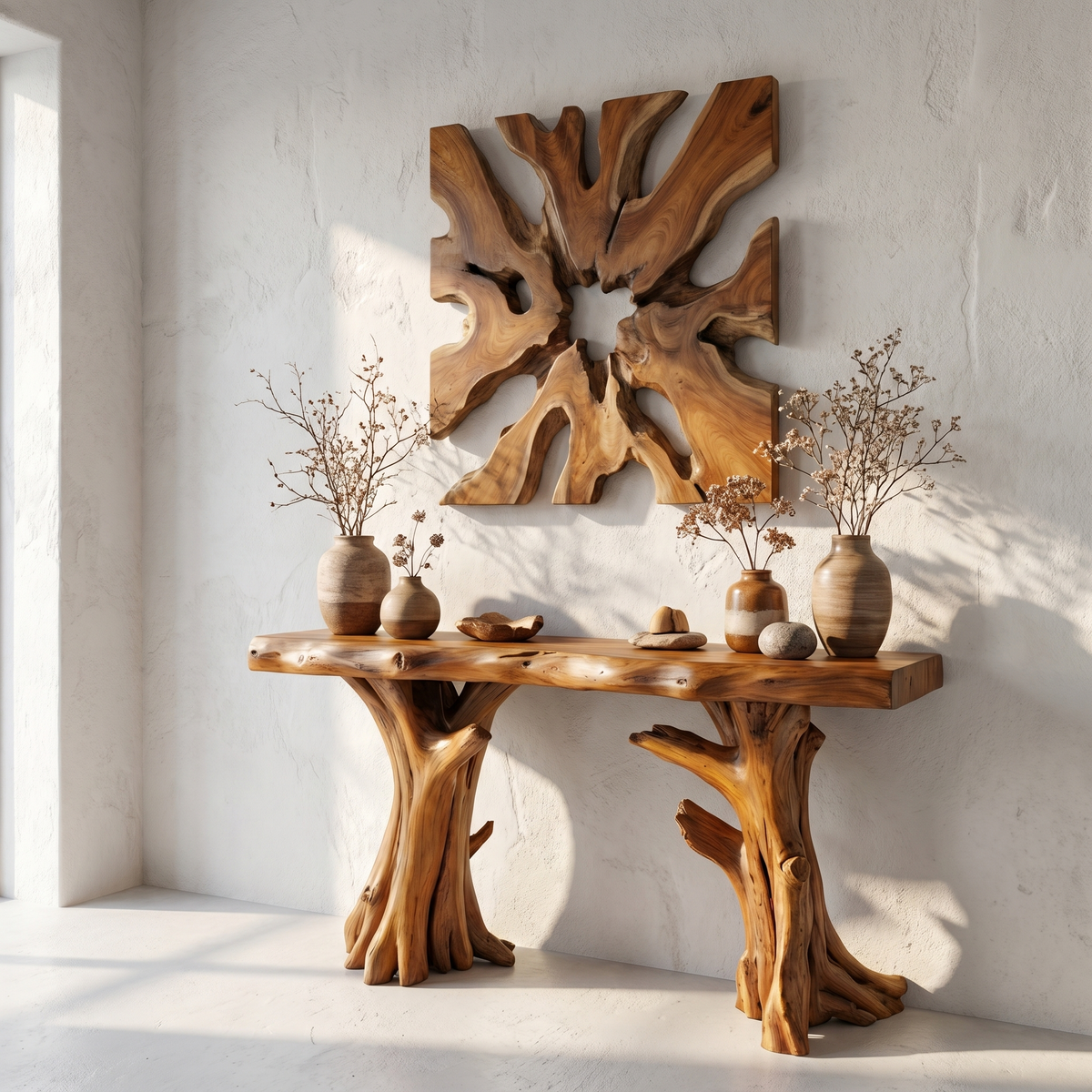 Coastal Driftwood Console Table Natural Tree Trunk Legs - view 6