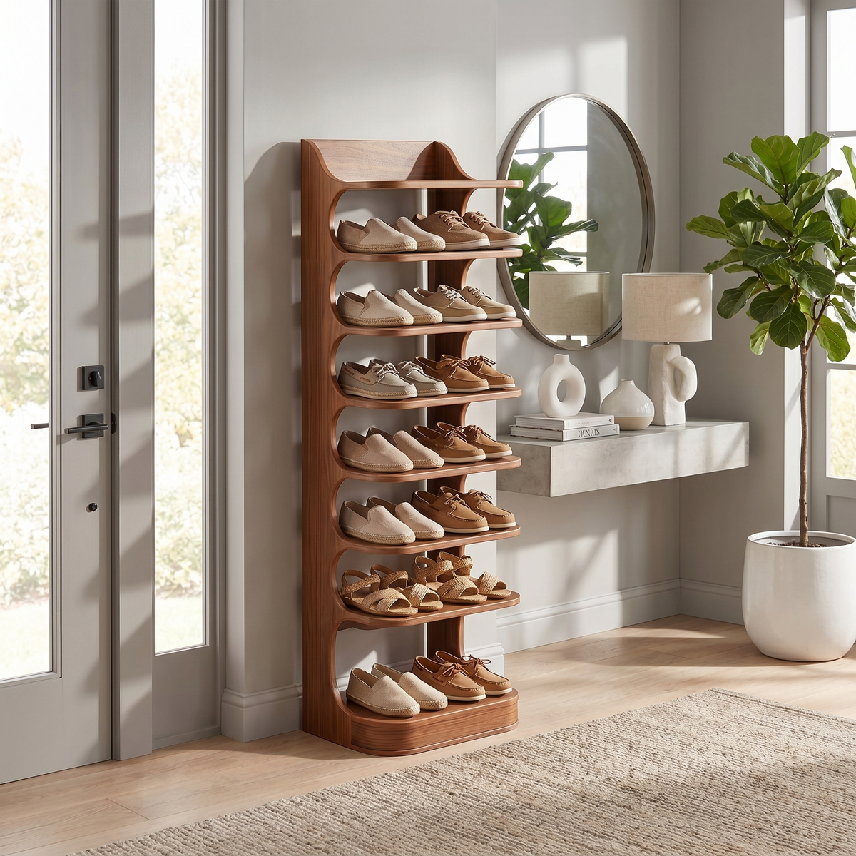 Custom Shoe Rack Solid Wood Decor Home Gitf - view 6