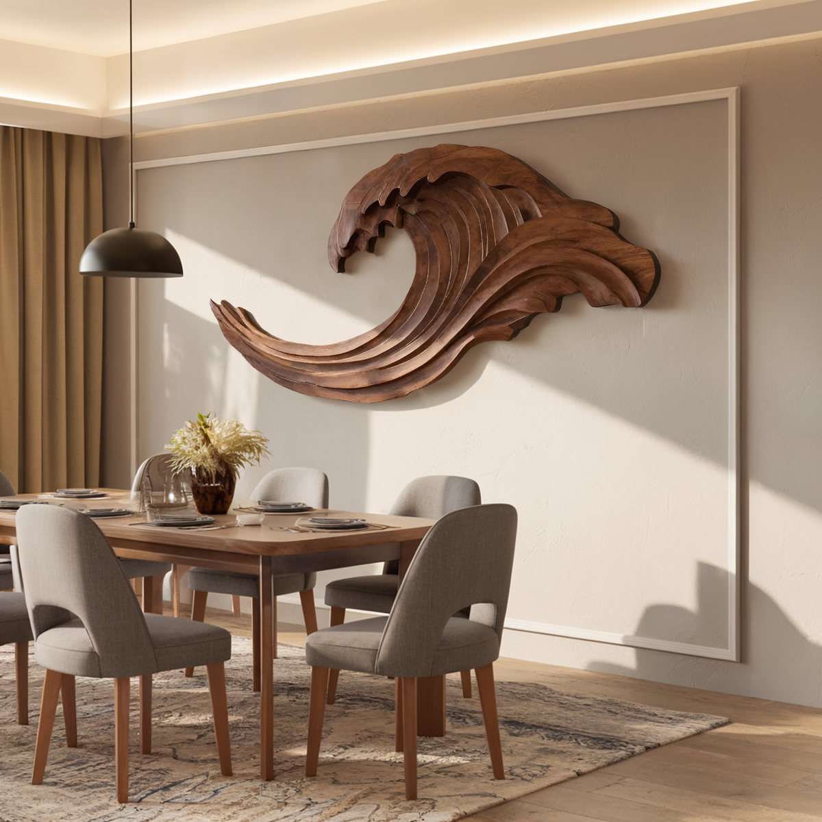 Abstract Ocean Wave Wall Sculpture For Living Room - view 6