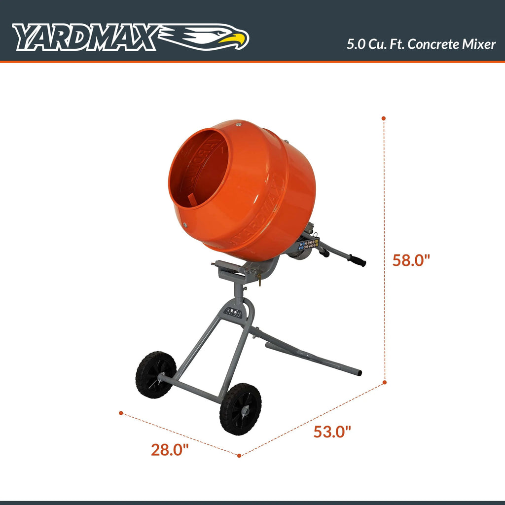 YARDMAX 5.0 Cu Ft Concrete Mixer - YM0146