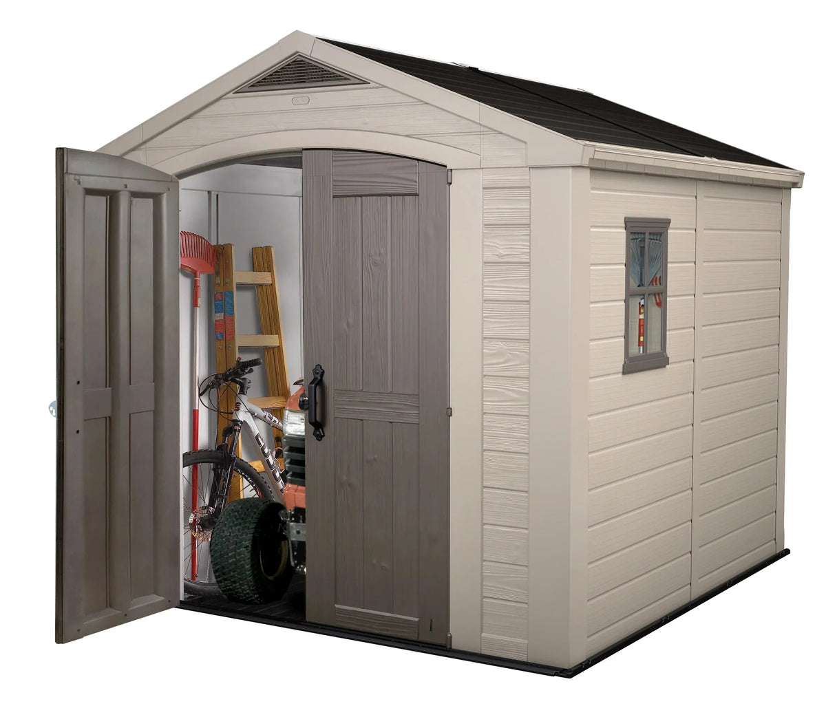Keter Resin Outdoor Storage Shed, Taupe, 8 x 11 Foot - Factor