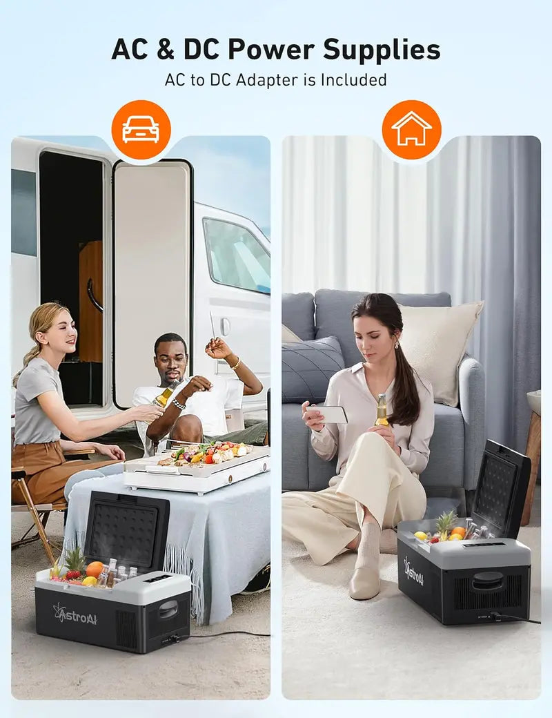AstroAI Portable Car Refrigerator 15L, 12/24V DC and 110V AC, Black - C15