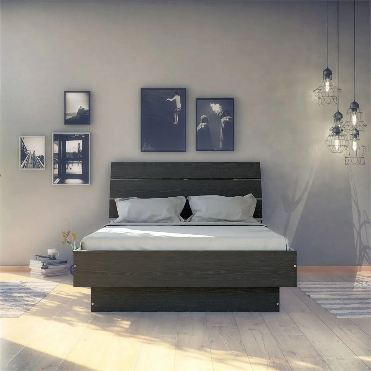 Home Square 2 Piece Furniture Set With Platform Full Bed And 2 Drawer Nightstand