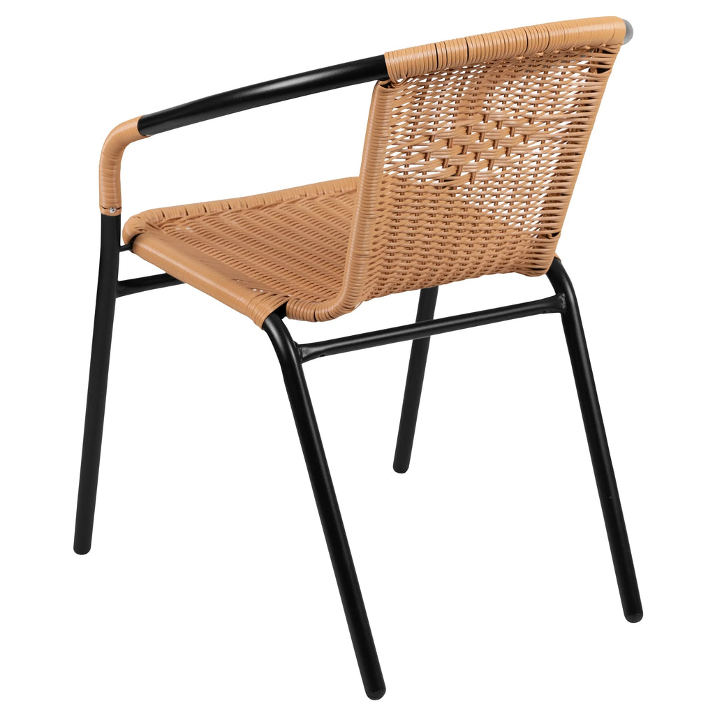Emma + Oliver Indoor/Outdoor Stacking Rattan Patio Chairs, Set of 2, Gray