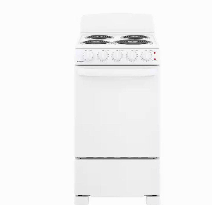 Hotpoint Freestanding Electric Range, 20 in, 4 Burner, White