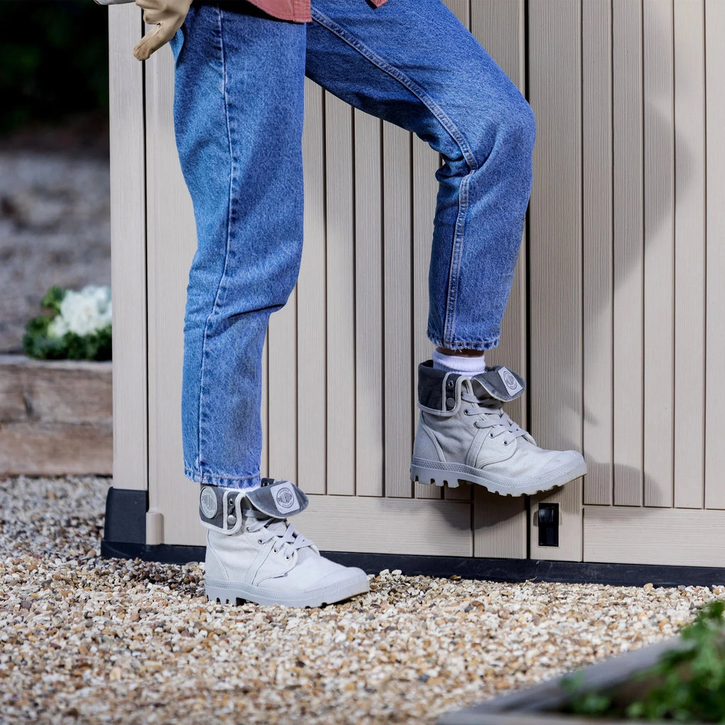 Keter S.I.O. Midi 4.3' x 2.3' x 3.7' Horizontal Resin Outdoor Storage Shed, Grey