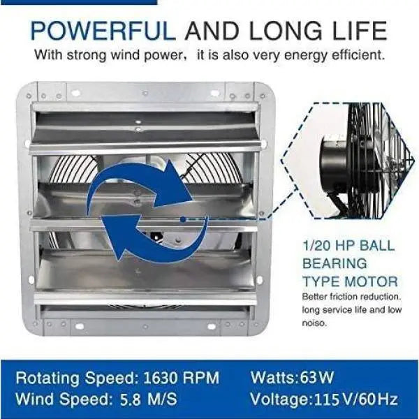 Tidoin 10 in Silver 705 CFM 1630 RPM Plug-In Shutter Exhaust Fan - DHS-YDW11-3284