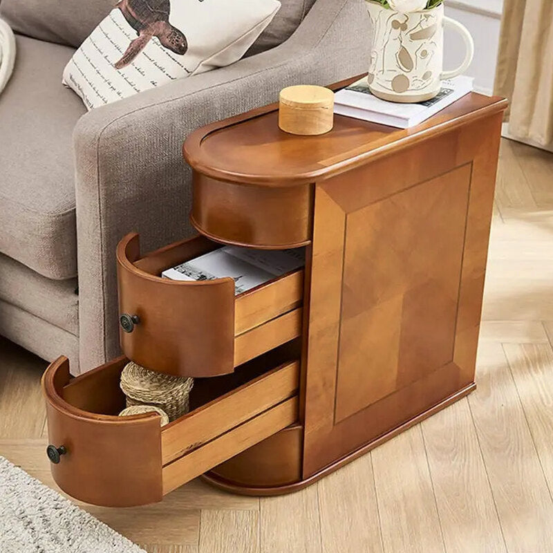 Solid Wood Chairside End Table, Two Drawers, 23.62'D x 10.63'W x 23.62'H