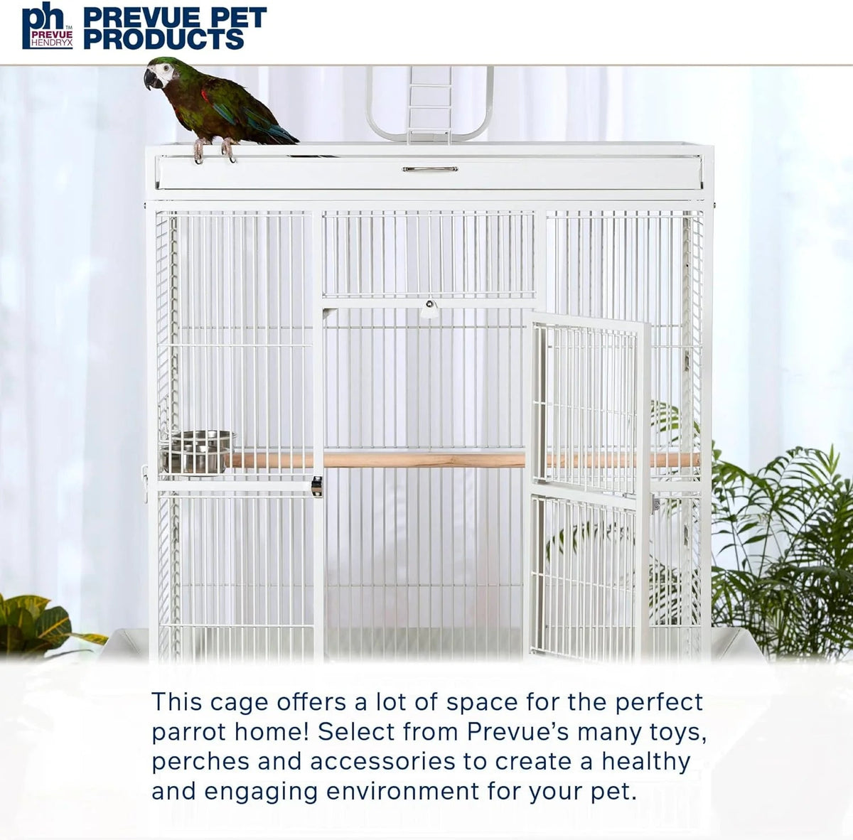 Prevue Pet Products Wrought Iron Select Bird Cage, Chalk White, 36-Inch x 24-Inch x 66-Inch - 3154C