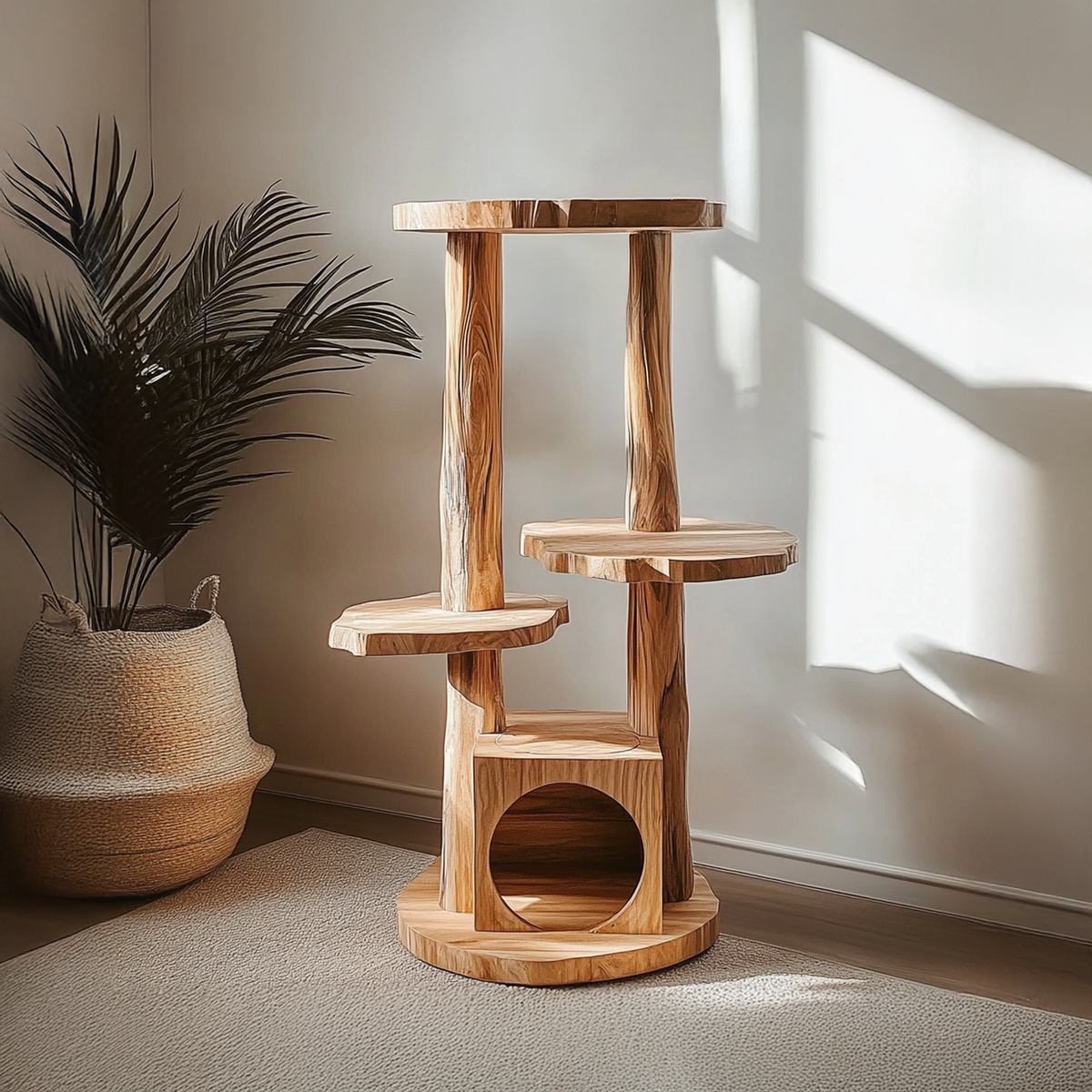 Cat Tree Custom Design Solid Wood Rustic Design Decor Living Room Gift - view 3