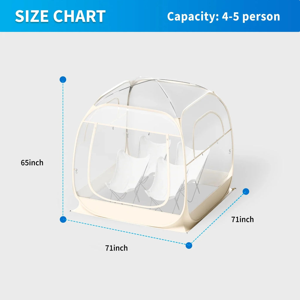 TABU Pop Up Bubble Sports Tent, Clear, 10 x 10 ft, 6-7 People