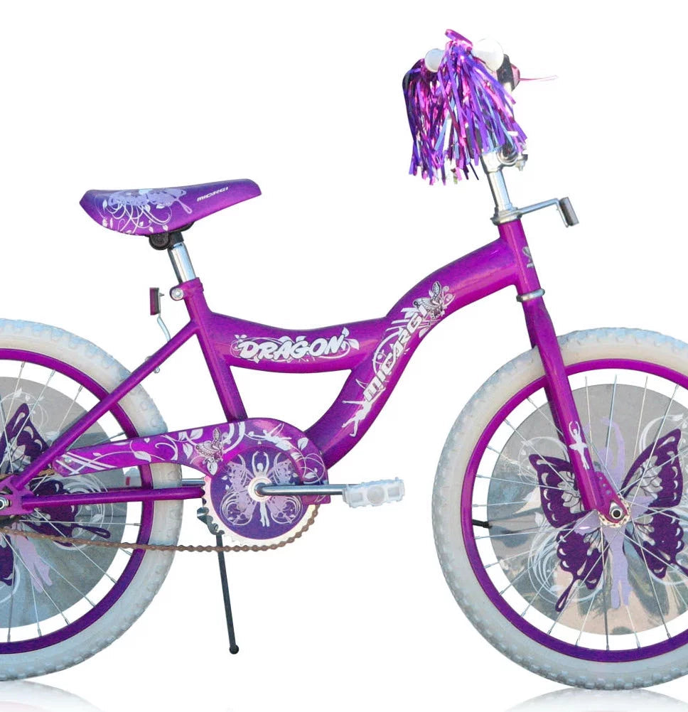 PlayWorld 20 in BMX S-Type Frame Kids' Bicycle With Coaster Brake, One Piece Crank, Purple Rims, White Tire - Purple