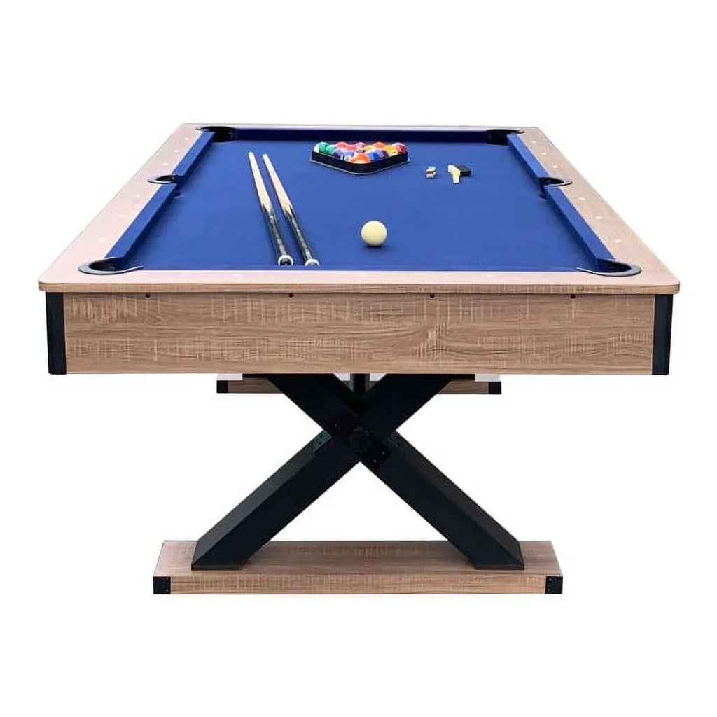 Bluewave Pool Table 7-Ft, Driftwood Melamine, Dark Blue Wool Felt - Excalibur