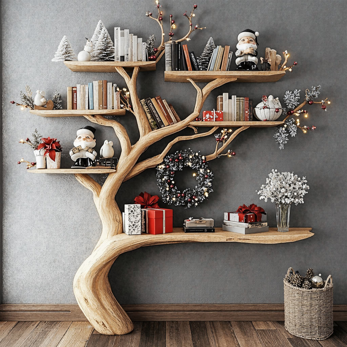 Christmas Tree Branch Shelf Xmas Floating Bookshelf Christmas Gift - view 3