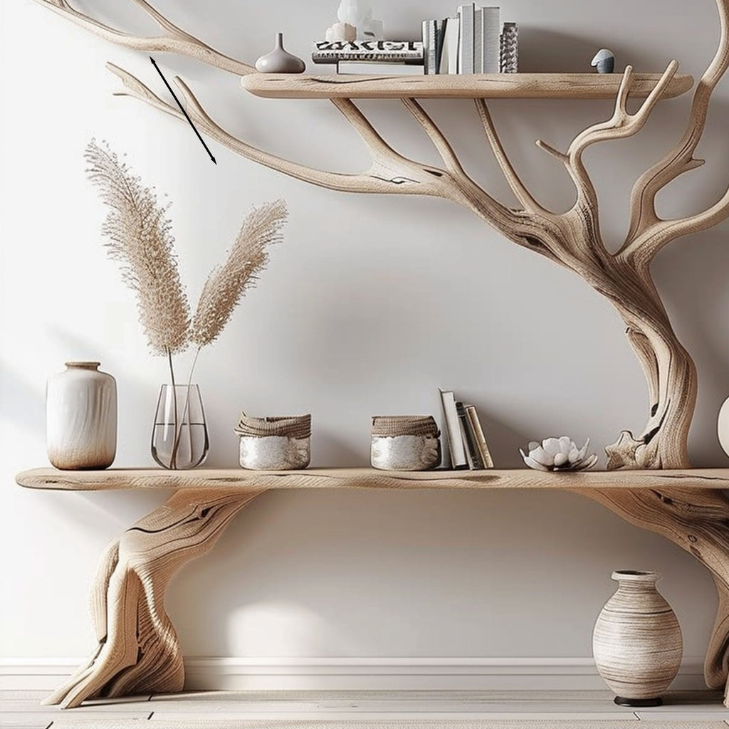 Driftwood Narrow Console Table With Tree Branch