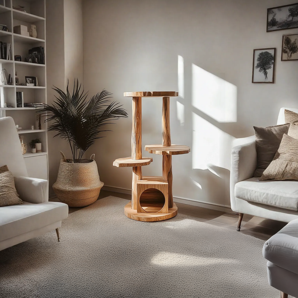Cat Tree Custom Design Solid Wood Rustic Design Decor Living Room Gift - view 2