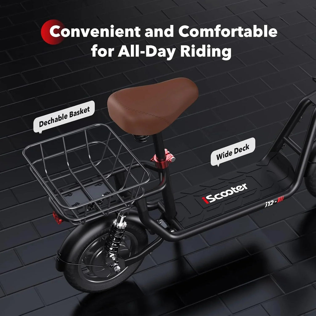iScooter Electric Scooter With Seat, 500W, 21 Miles, 15.6 mph - i12