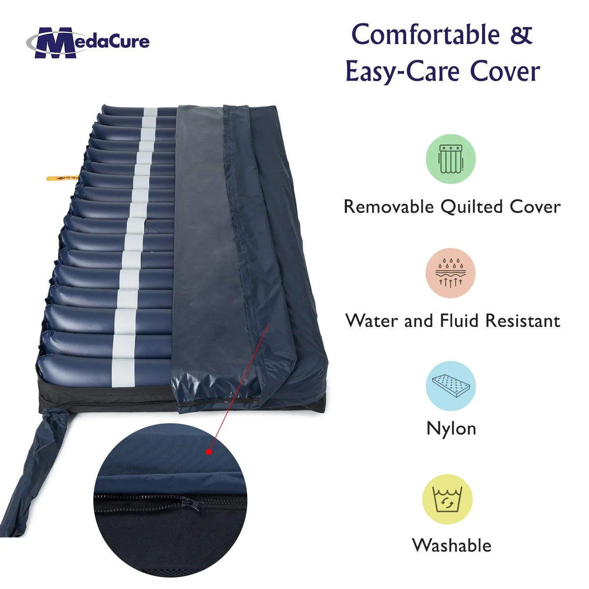 Medacure Alternating Pressure Air Mattress For Hospital Beds, 80 x 36 x 8 in, Twin - Pump Included